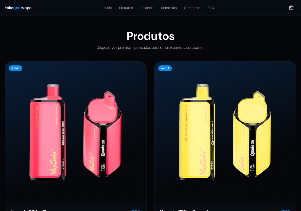 Loja takeyourvape.com — exemplo real de loja de revenda de vapes